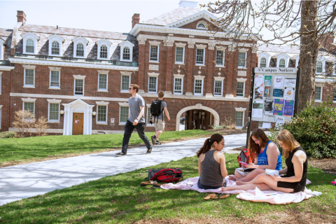 Student sitting outside